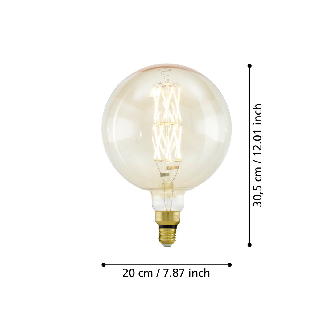 Leuchtmittel Lm_led_e27 Glas amber 1X8W L:30,5 Ø 20 cm in