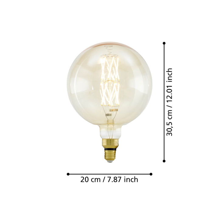 Leuchtmittel Lm_led_e27 Glas amber 1X8W L:30,5 Ø 20 cm in