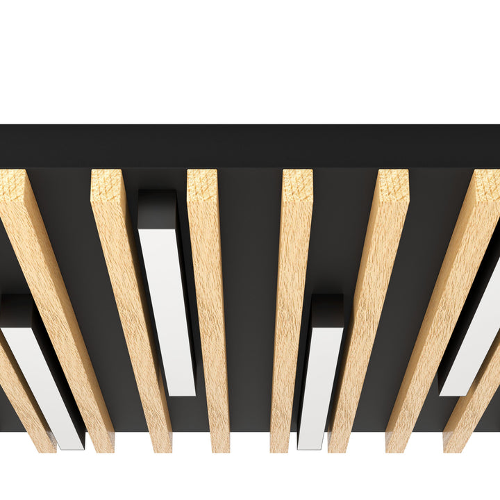Wand- / Deckenleuchte Marreira schwarz Holz braun 6X8,5W L:57,5 H:6 cm in