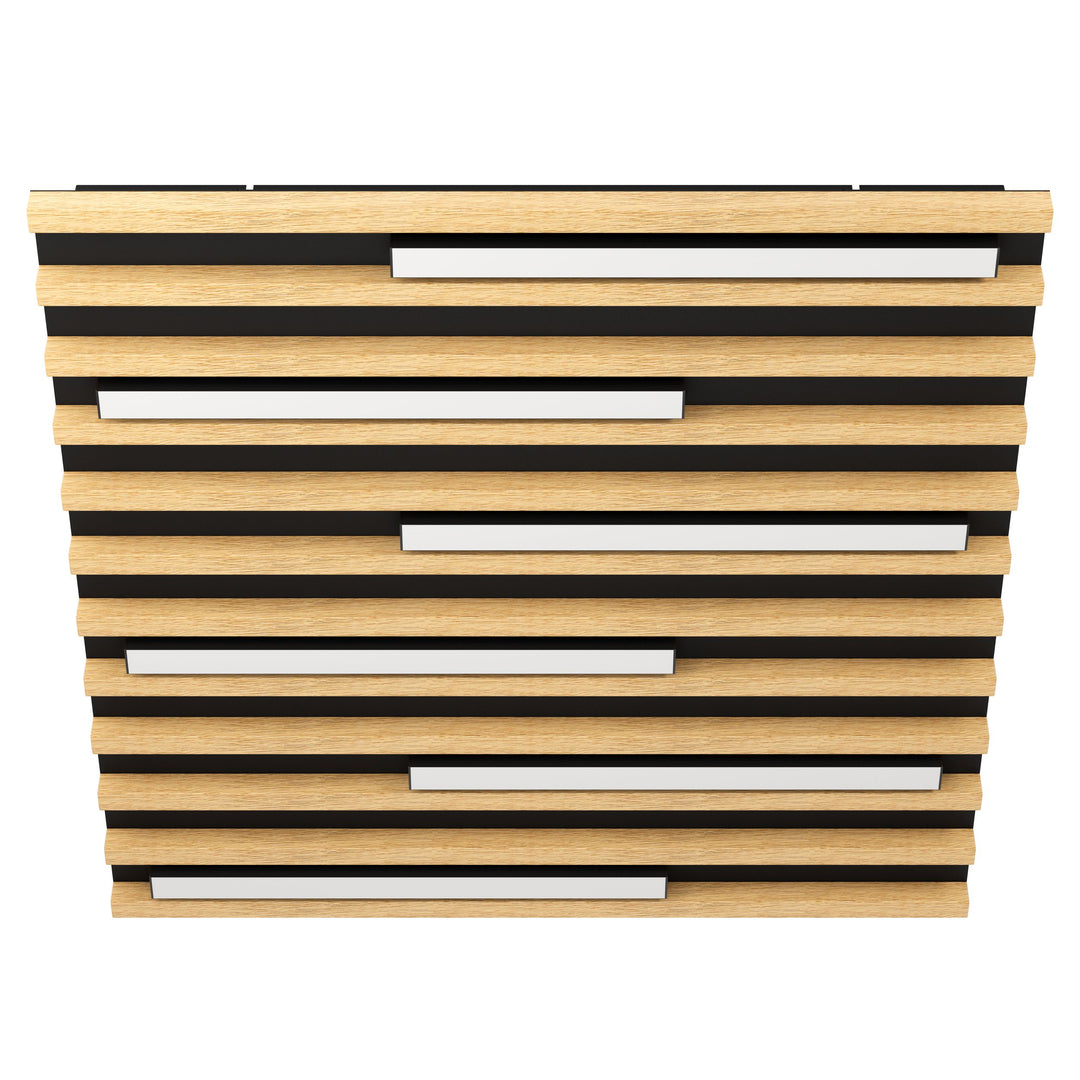 Wand- / Deckenleuchte Marreira schwarz Holz braun 6X8,5W L:57,5 H:6 cm in