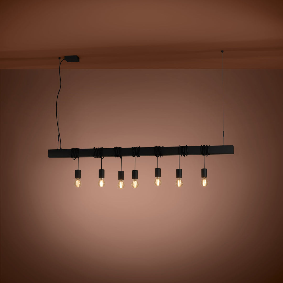 Hängeleuchte Townshend-b schwarz 7X40W L:150 H:200 cm in