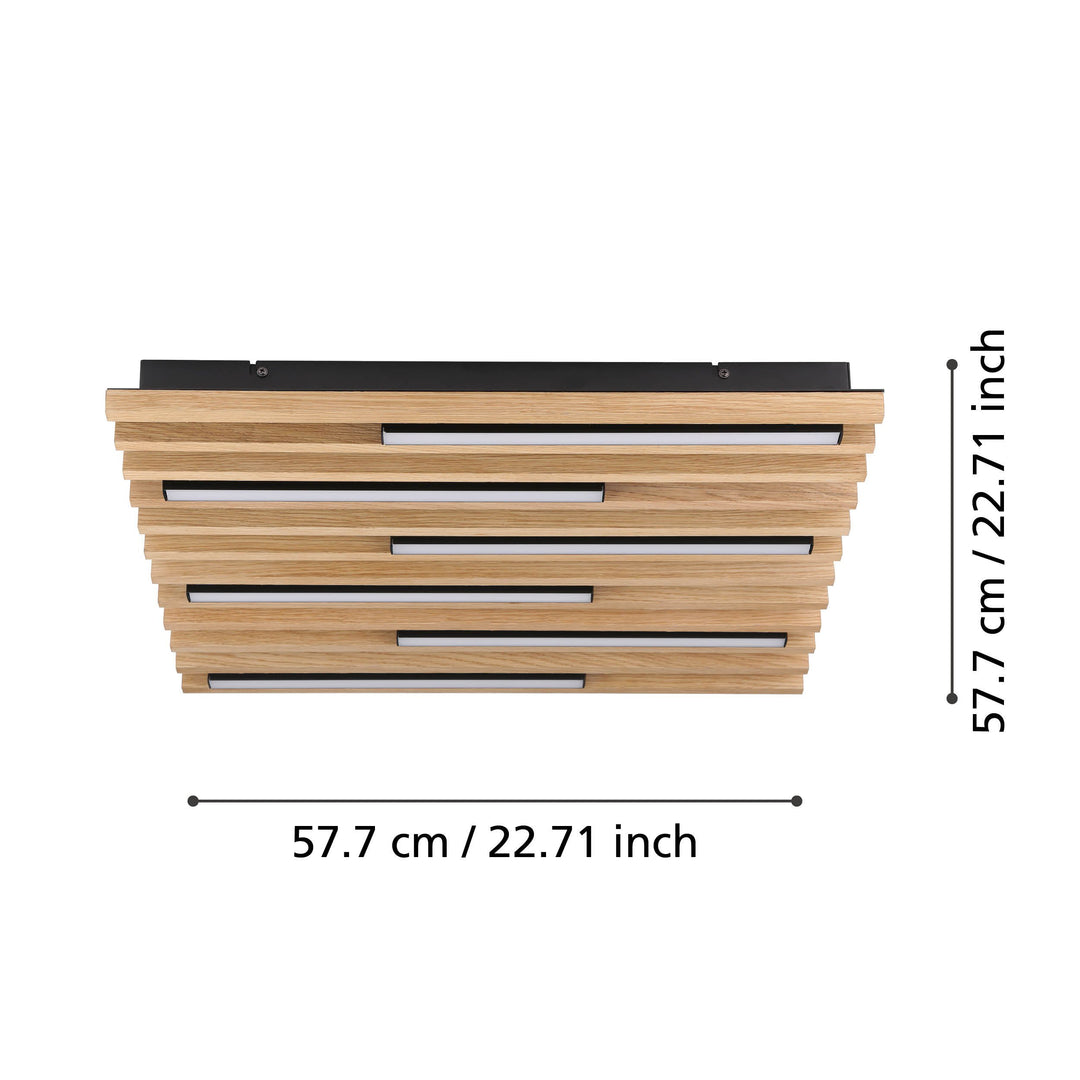 Wand- / Deckenleuchte Marreira schwarz Holz braun 6X8,5W L:57,5 H:6 cm in