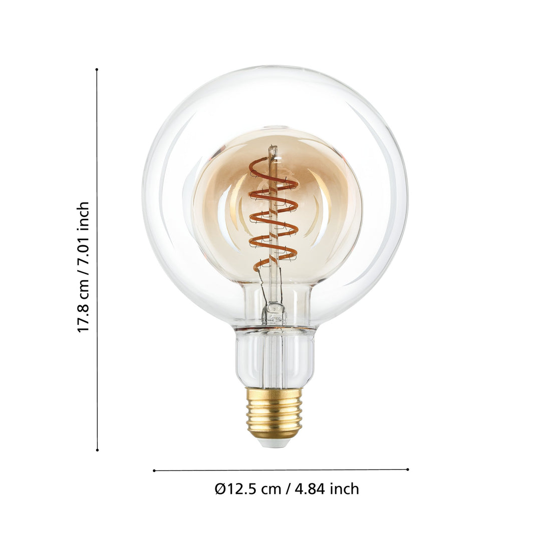 Leuchtmittel Lm_led_e27 Glas amber, klar 1X4W L:17,8 Ø 12,5 cm in
